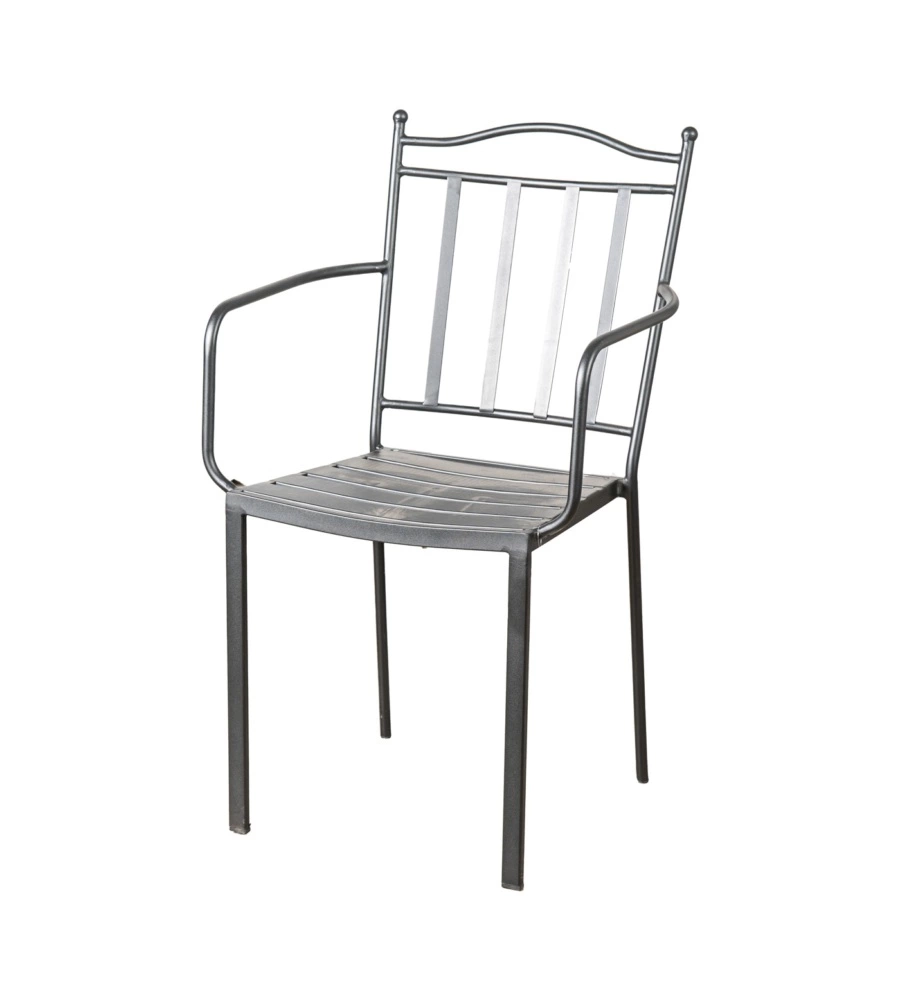 SEDIA DA ESTERNO CON BRACCIOLI EUROGARDEN "CHIOGGIA" IN METALLO 51X53X90 CM